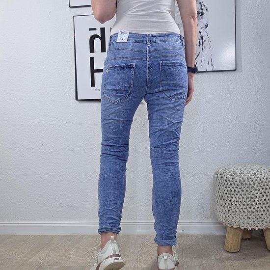 Jewelly Stretchjeans, damesbroek, baggy boyfriendsnit, decoratieve knoopsluiting, perfecte pasvorm — afbeelding 4