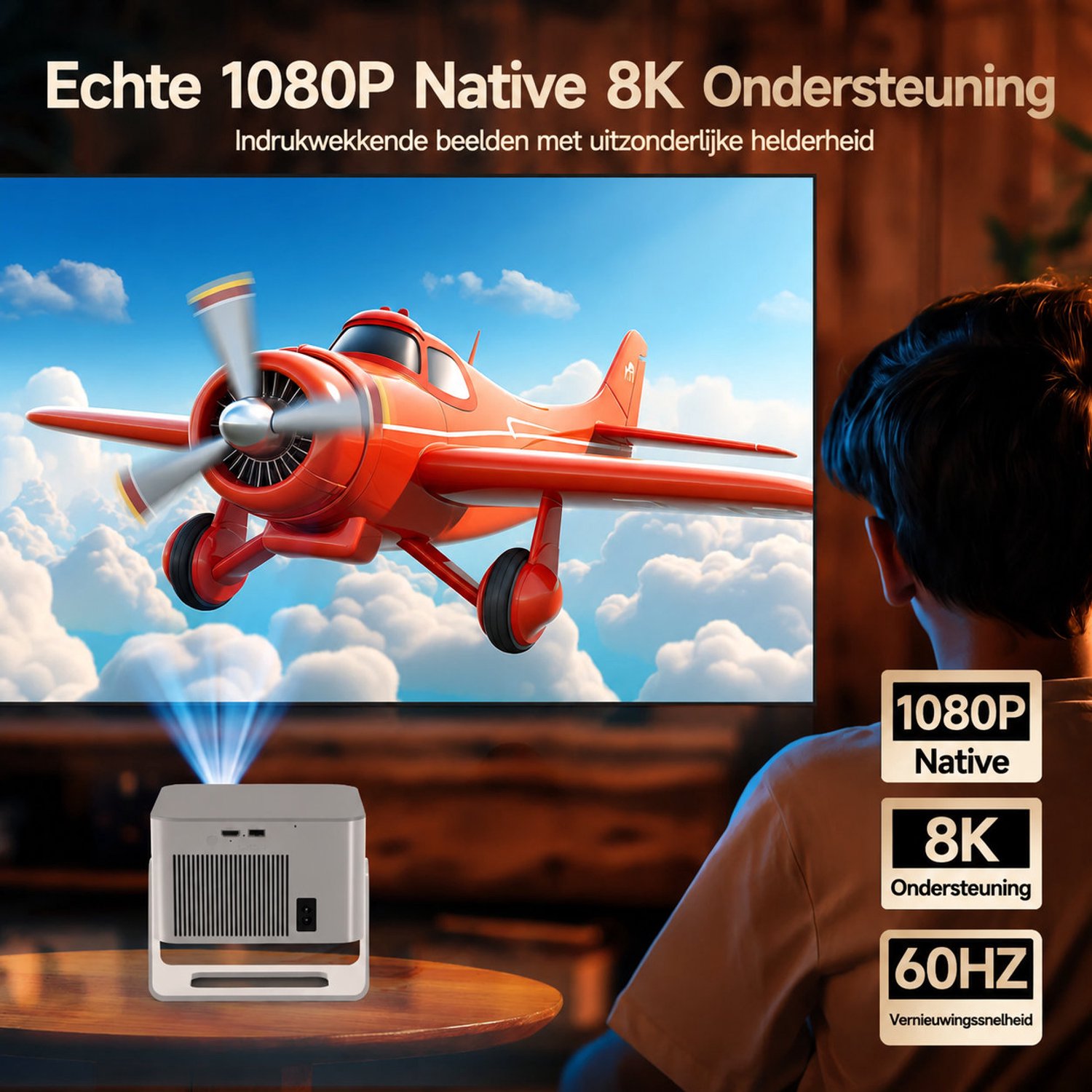 Magcubic® HY350MAX Mini Beamer 8K-1080P Full HD Smart Projector-600ANSI Lumen-Draagbare Beamer voor Film & Gaming-Thuisbioscoop–180° Draaibaar-Automatische focus-Geïntegreerde Google Play&6000+ Apps–Android 14-WiFi 6&Bluetooth 5.4 thumbnail 6