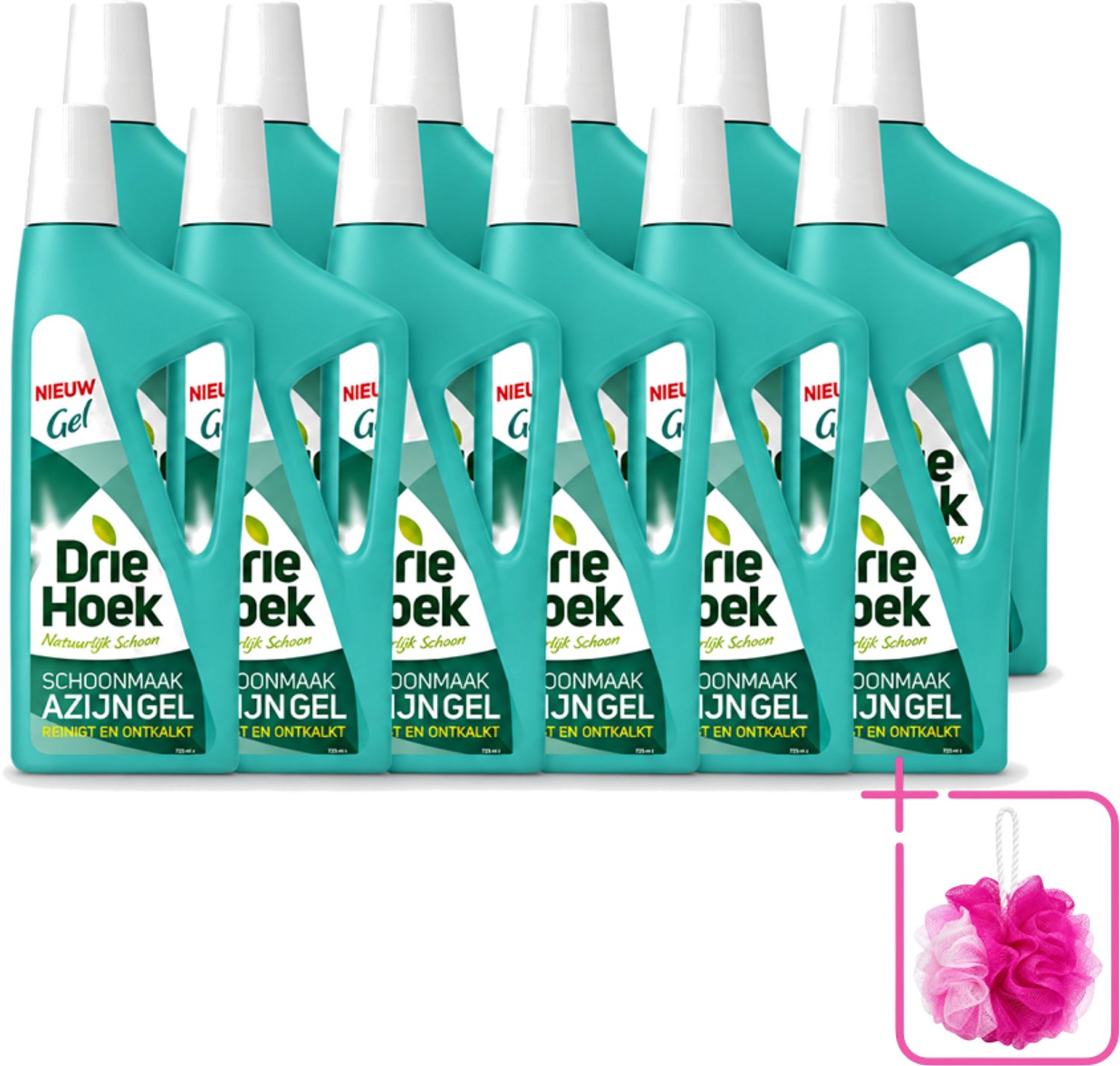 12 x Driehoek – Azijngel – 725 ml - Bulkverpakking - Ontkalken - Douchemop - Kalkaanslag