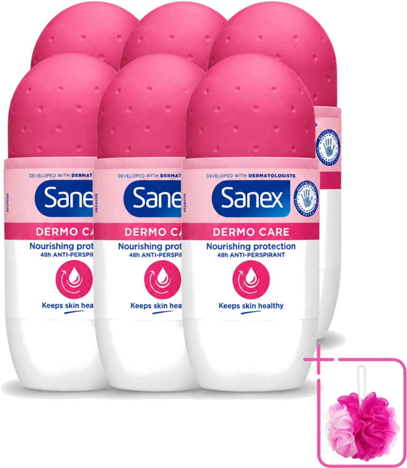 6 x Sanex – Deodorant Roller – Dermo Care 48H Antiperspirant - 50 ml - Bulkverpakking - Antiperspirant 48h - Roll-on antiperspirant