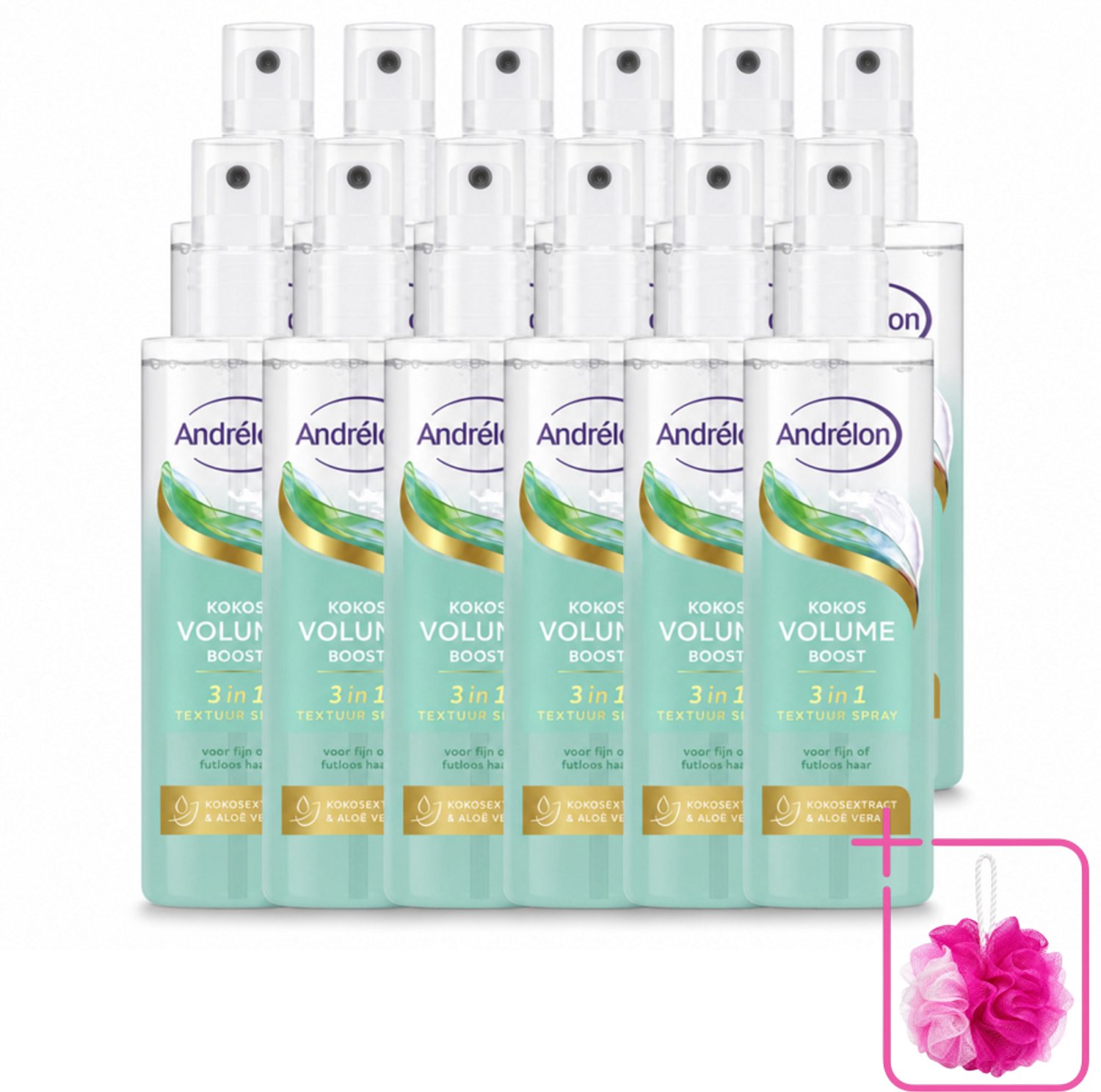 12 x Andrélon – Textuur Spray 3-in-1 – Kokos Volume Boost – 150 ml - Bulkverpakking - Haar volume - Douchemop - Haar structuur