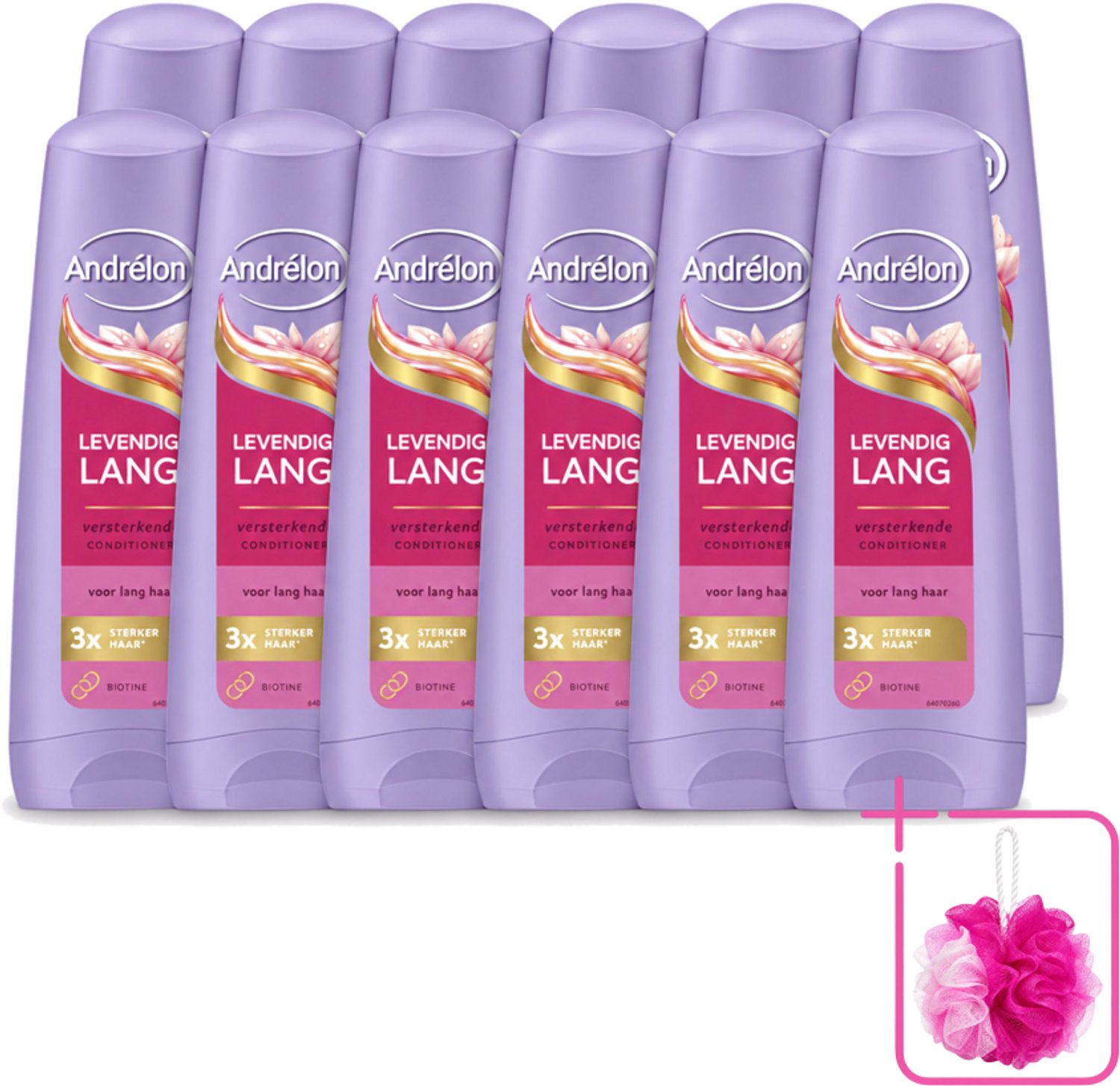 12 x Andrélon – Conditioner – Levendig Lang – 200 ml - Bulkverpakking - Lang haar verzorgen - Douchemop - Haar versterken