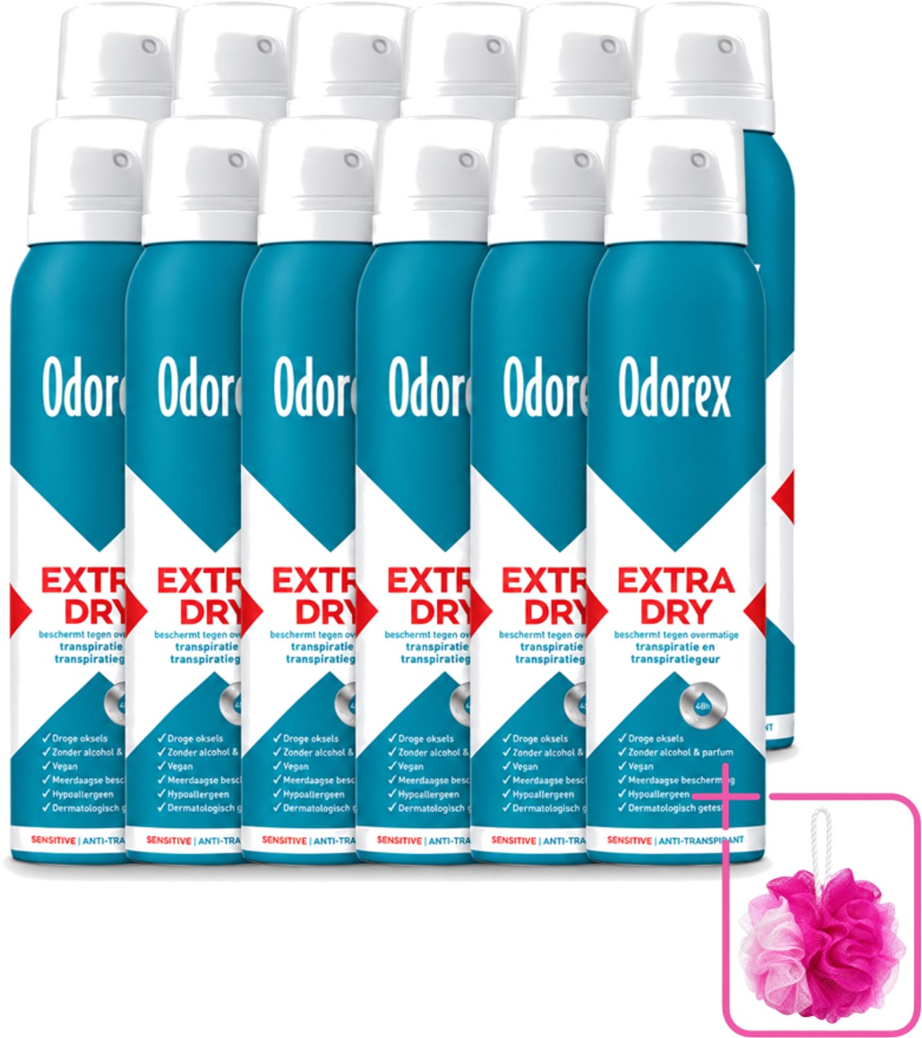 12 x Odorex – Anti-transpirant spray – Extra Dry Sensitive – 150 ml - Bulkverpakking - Antitranspirant spray - Extra droge