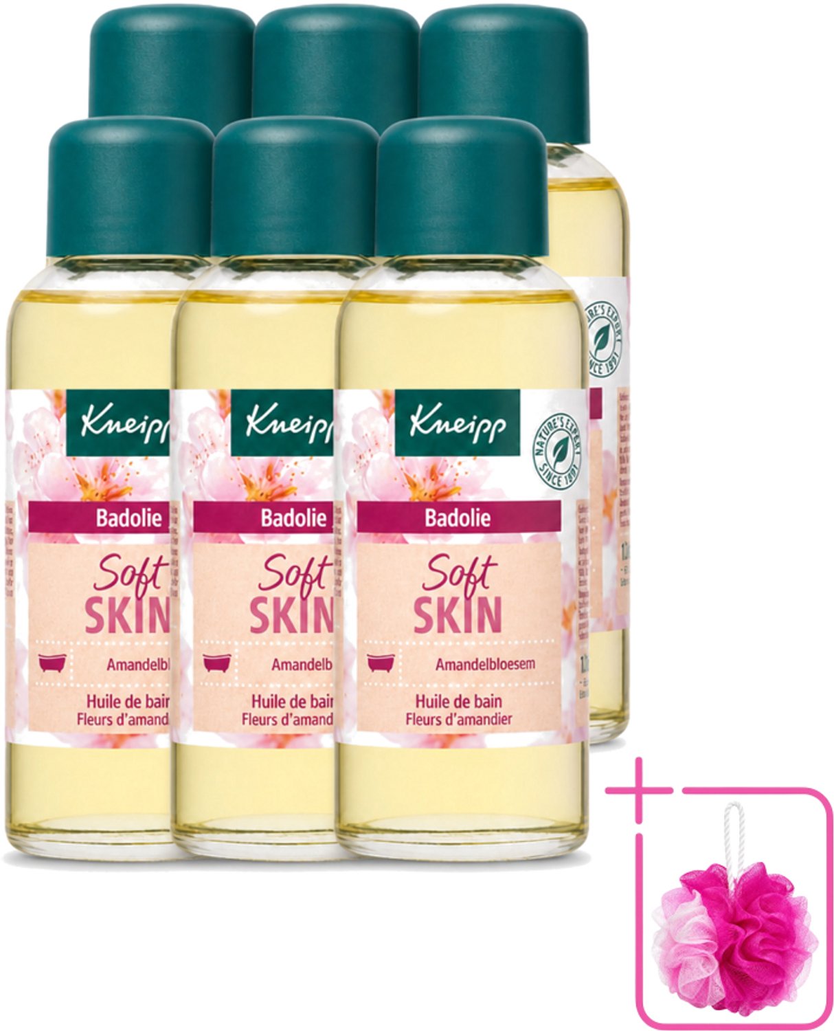 6 x Kneipp - Badolie - Amandelbloesem - Voor droge en gevoelige huid - 100 ml - Bulkverpakking - Badolie - Douchemop - Droge huid