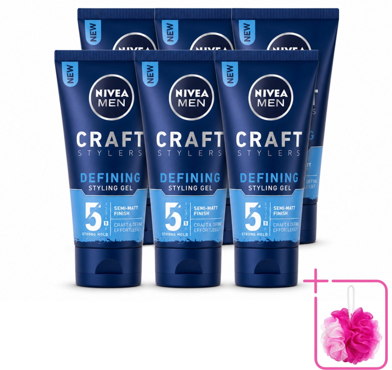 6 x NIVEA MEN - Styling Gel - Matte Finish - 150 ml - Bulkverpakking - Haarkleur - Douchemop - Haartypen