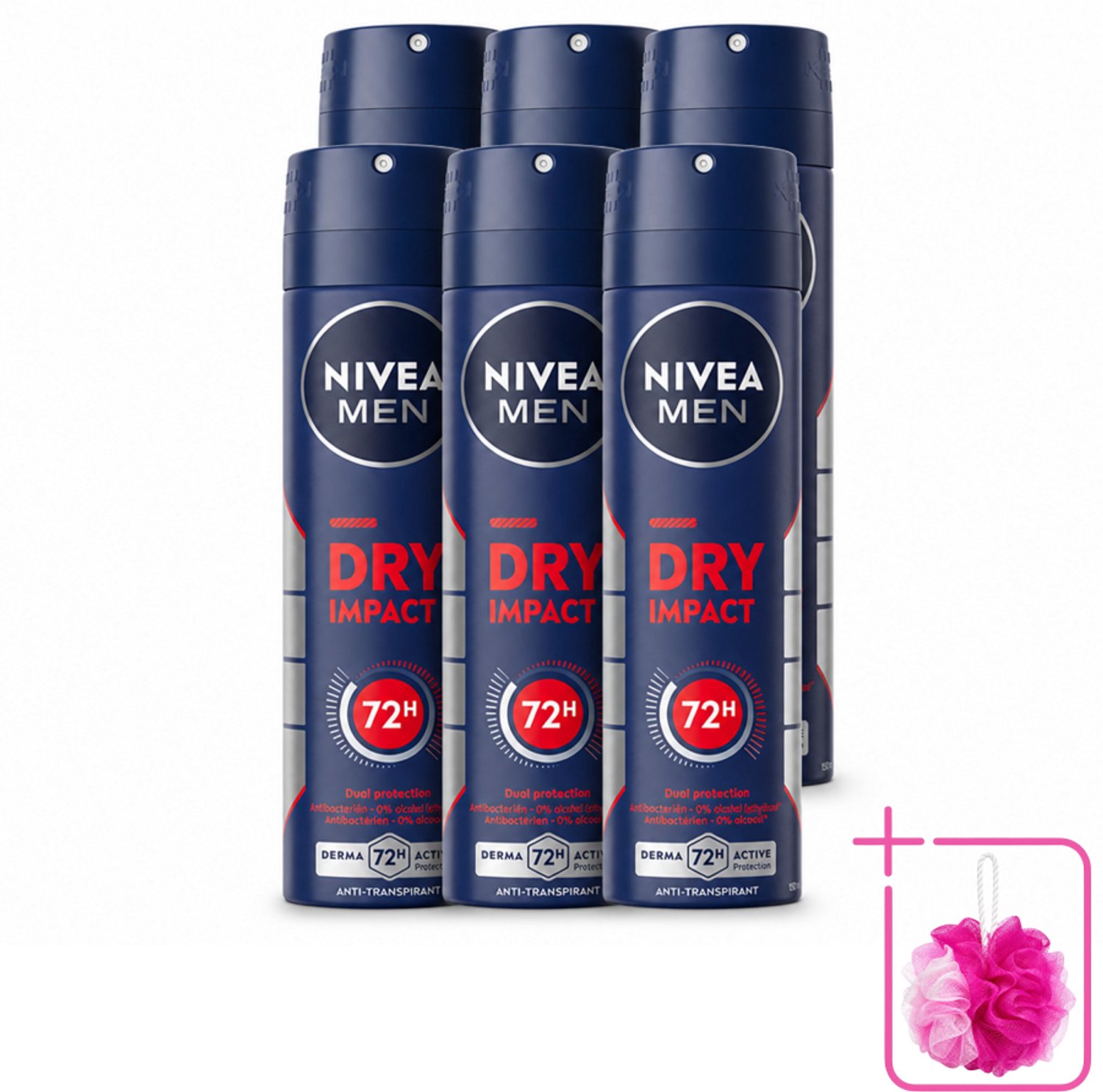 6 x NIVEA MEN - Deodorant Spray - Dry Impact - 150 ml - Bulkverpakking - Droog huidgevoel - Zweetbeheersing
