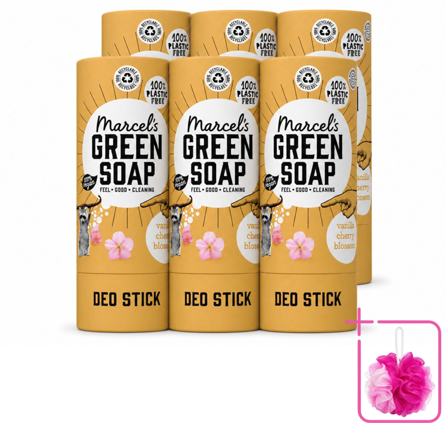6 x Marcel's Green Soap - Deodorant Stick - Vanille & Kersenbloesem - Langdurige frisheid - 40 gr - Bulkverpakking - Deodorantstok - Natuurlijke deodorant