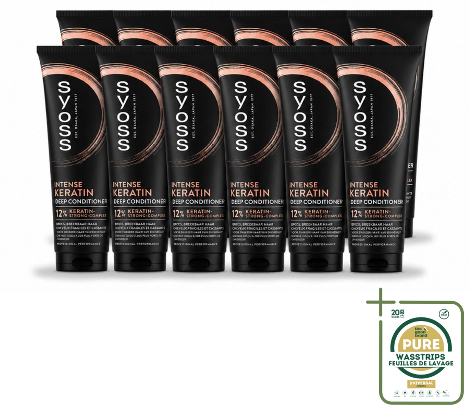12 x Syoss - Keratin Conditioner - 250 ml - Wasstrips - Keratine Conditioner - Haarverzorging - Sterke Haar - Gezond Haar - Breekbaar Haar