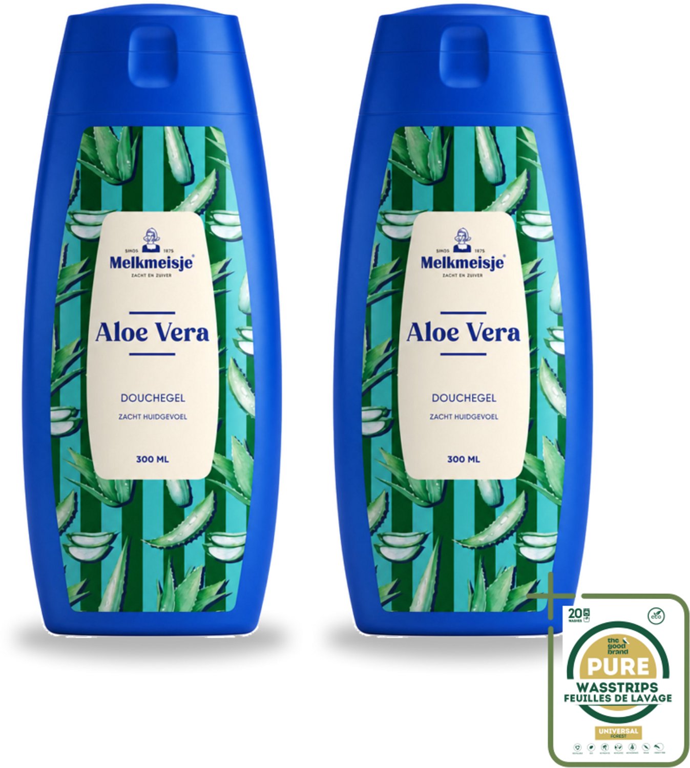 2 x Melkmeisje – Douchegel – Aloe Vera – Zacht Huidgevoel – 300 ml - Wasstrips - Bad En Douche - Melkgevoel - Zachte Huid - Badcrème - Douchegele