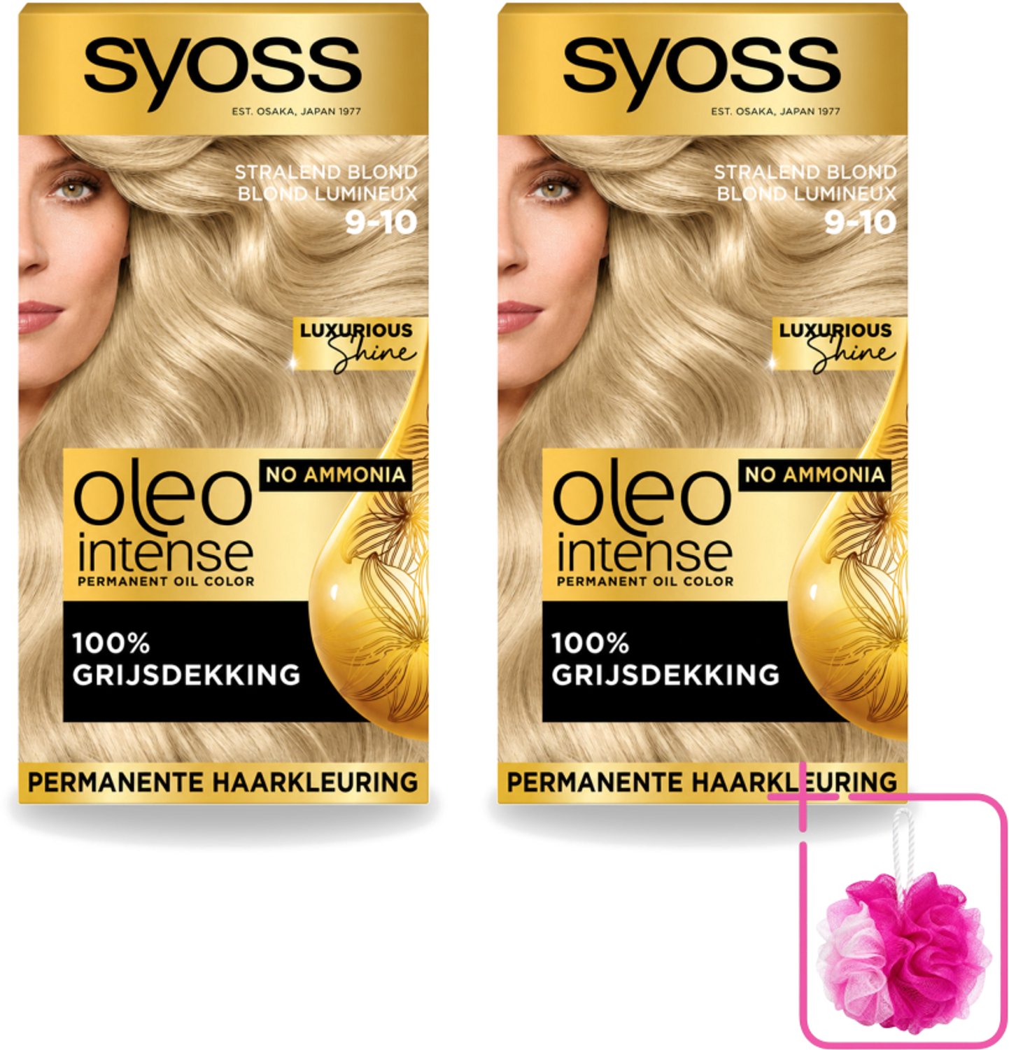 2 x SYOSS - Oleo Intense 9-10 Stralend Blond - Haarverf - Zonder Ammoniak - Grijsdekking - Langdurige Kleur - Bulkverpakking - Haarkleur - Douchemop - Haarverzorging