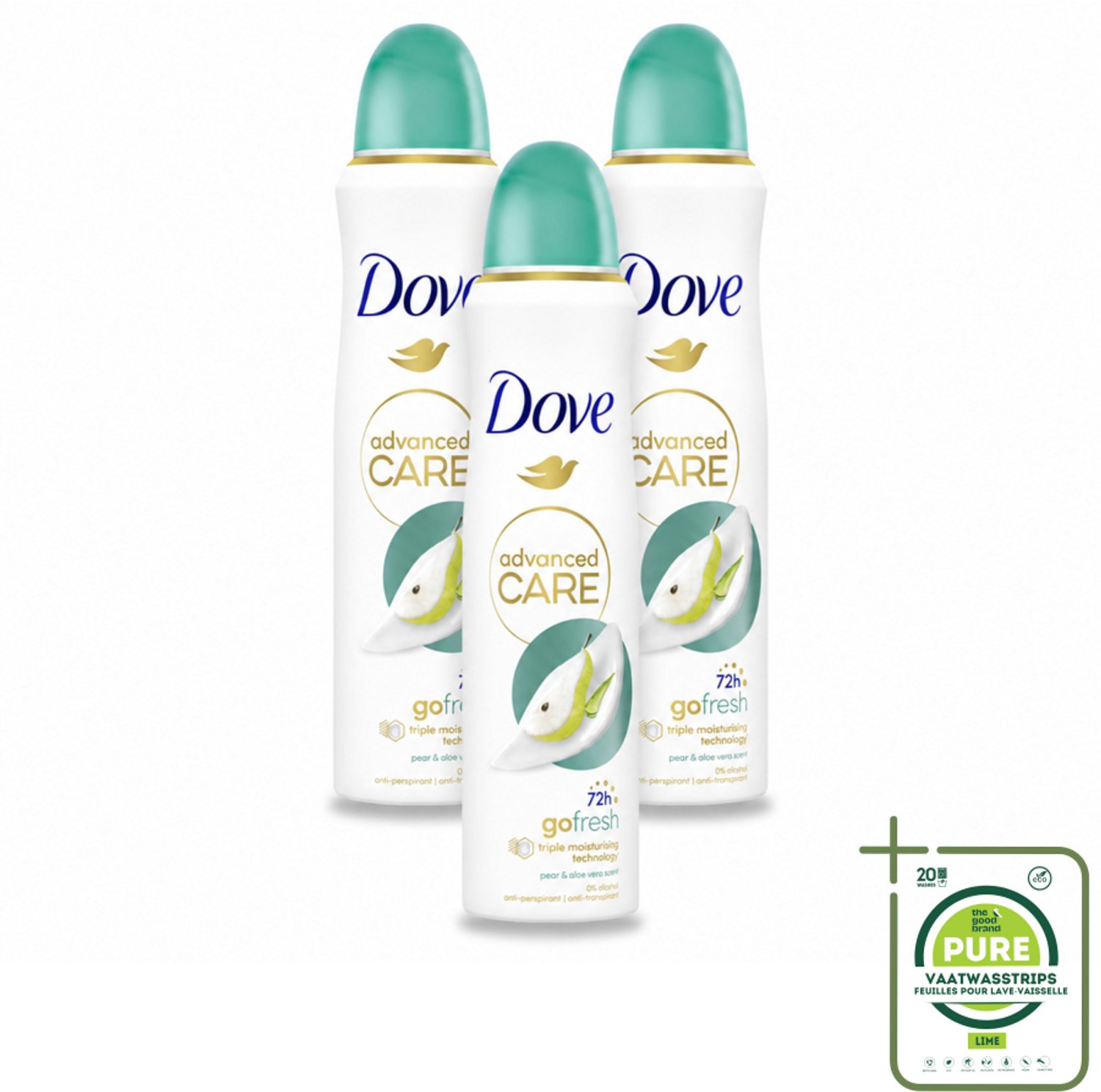 3 x Dove – Deodorant Spray – Peer & Aloe Vera – 150 ml - Grootverpakking - Anti-transpirant - Deodorant Spray - Zweetvermindering - Frisse Geur - Huidverzorging