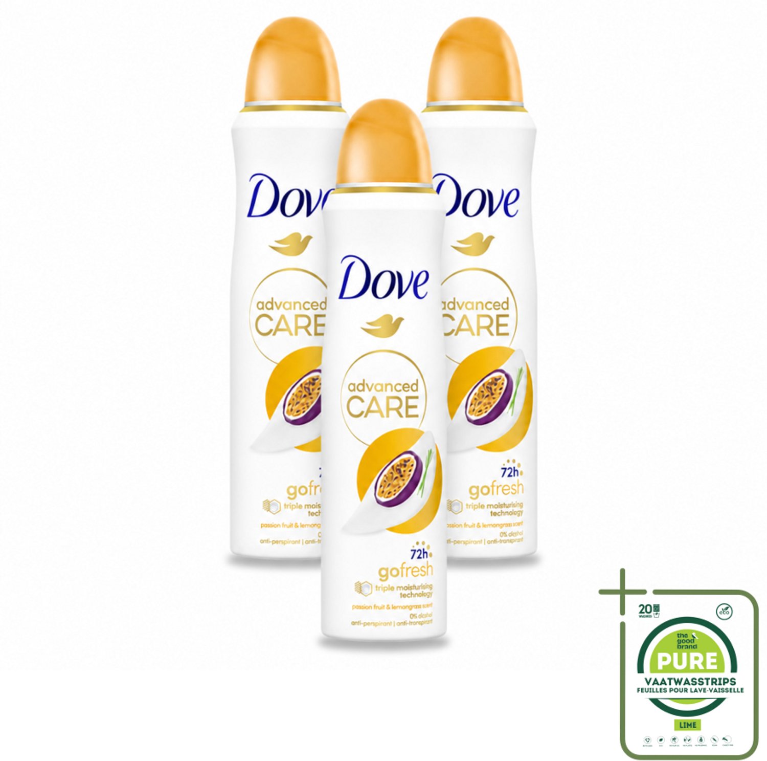 3 x Dove – Deodorant Spray – Passievrucht & Citroengras – 150 ml - Grootverpakking - Anti-transpirant - Deodorant Spray - Passievrucht - Citroengras - Zweetbehandeling
