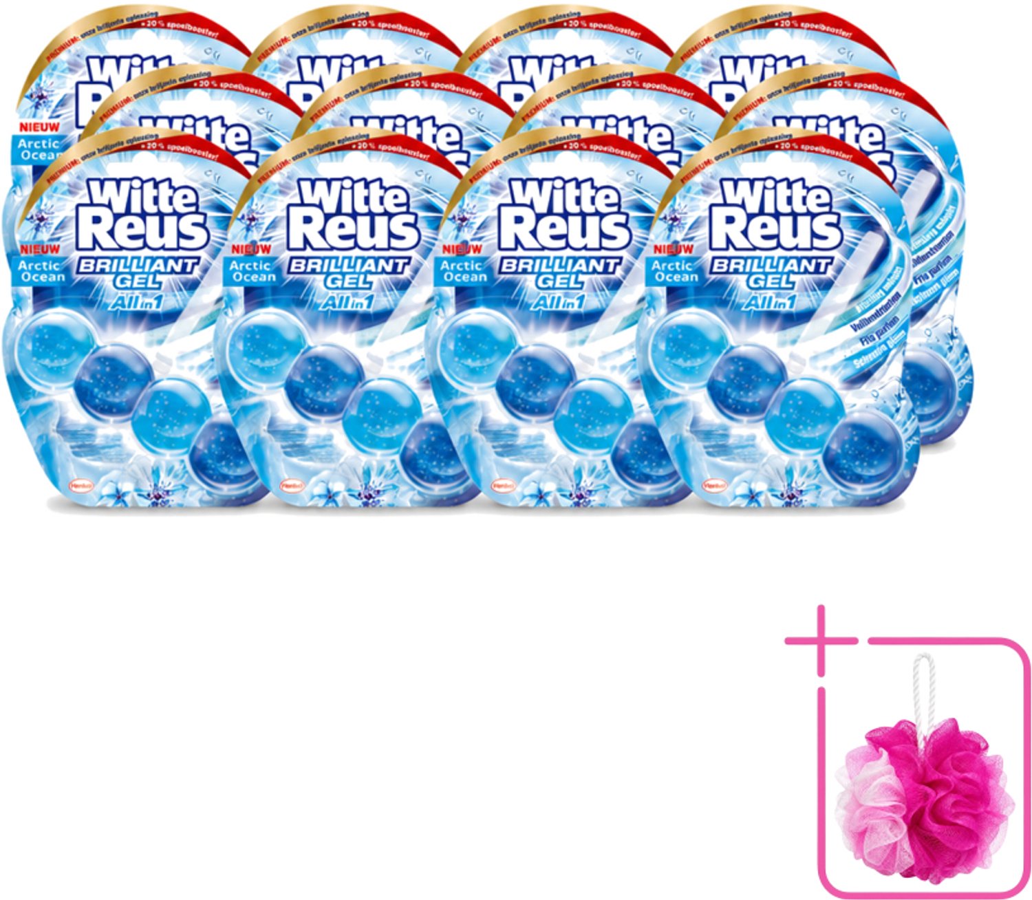 12 x Witte Reus - Brilliant Gel Toiletblok - Arctic Ocean - 1 Toiletblok - Bulkverpakking - Toilet reinigen - Douchemop - Reinigingsgel