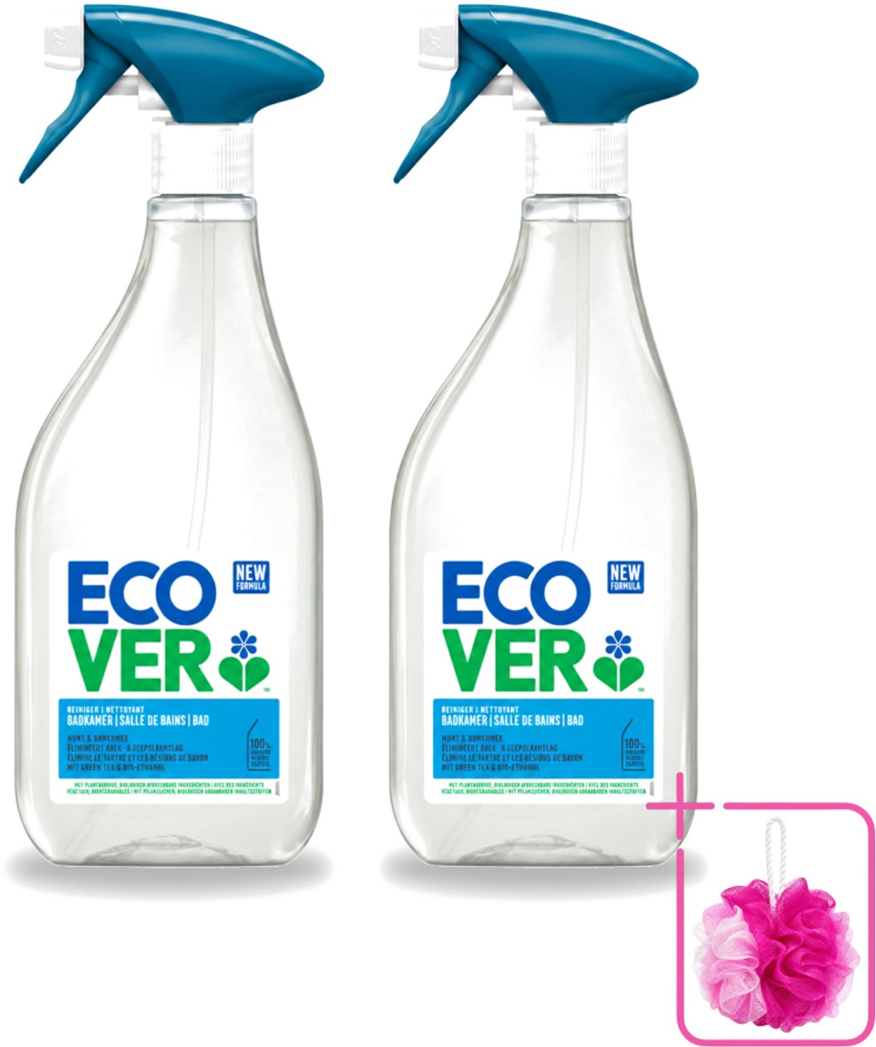 2 x Ecover - Badkamerreiniger - Munt & Komkommer - 500 ml - Bulkverpakking - Badkamerreiniger - Douchemop - Kalkverwijdering