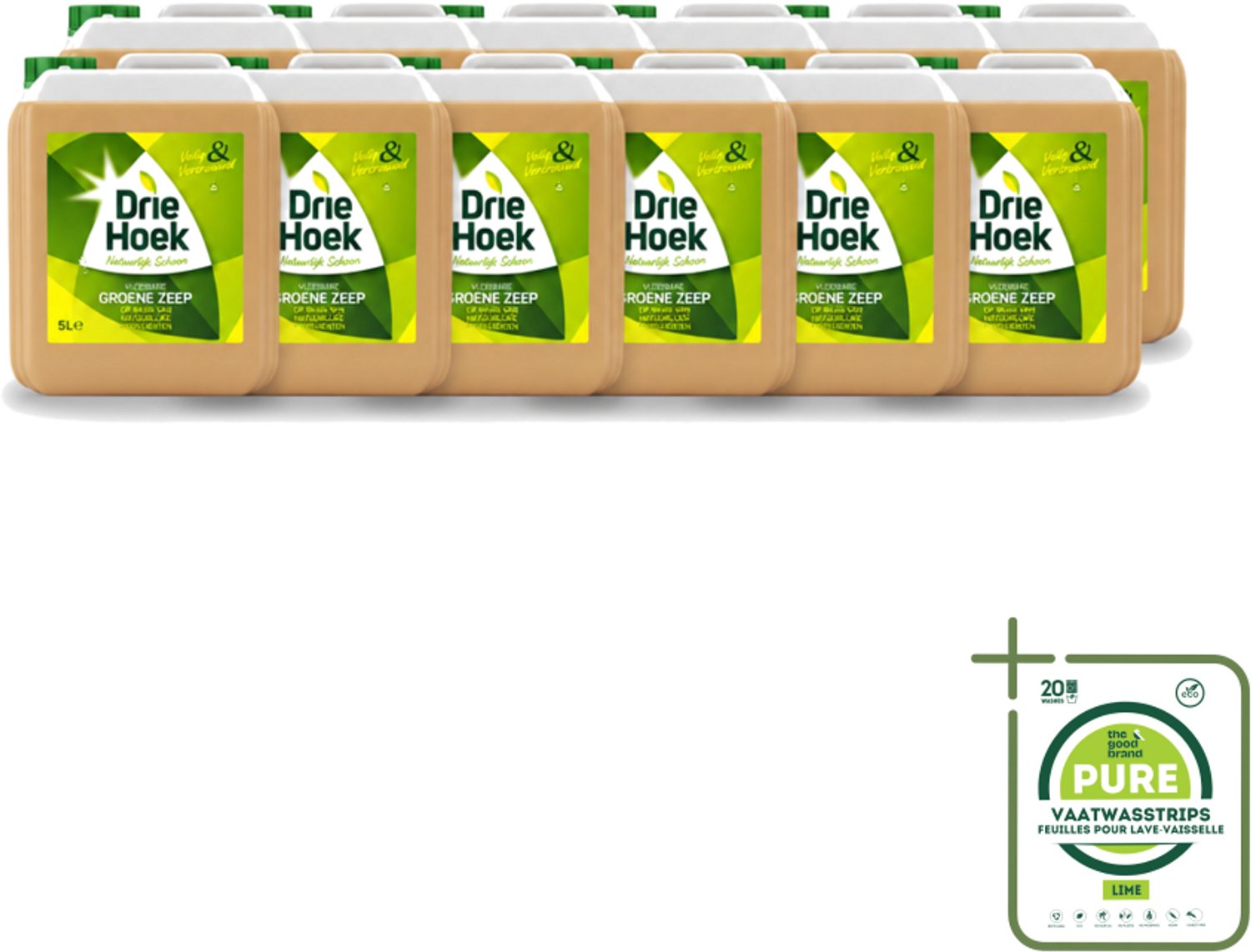 12 x Driehoek – Vloeibare Zeep – Groene Zeep – 5 liter - Grootverpakking - Vaatwasstrips - Schoonmaken - Natuurlijke Zeep - Vloeibare Zeep - Textiel Reinigen - Steen Reinigen
