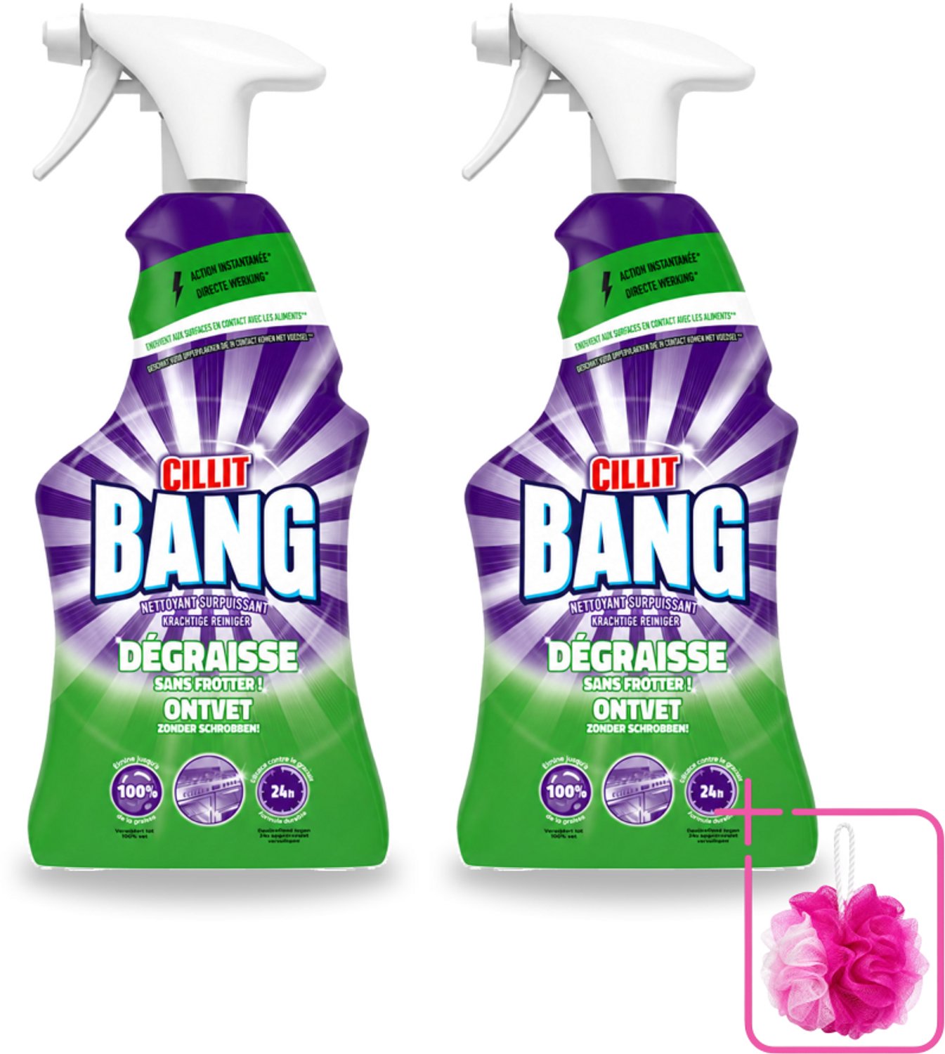 2 x Cillit Bang – Schoonmaakspray – Universal Ontvetter – 750 ml - Bulkverpakking - Schoonmaak spray kalk - Reinigingsspray ontvetter