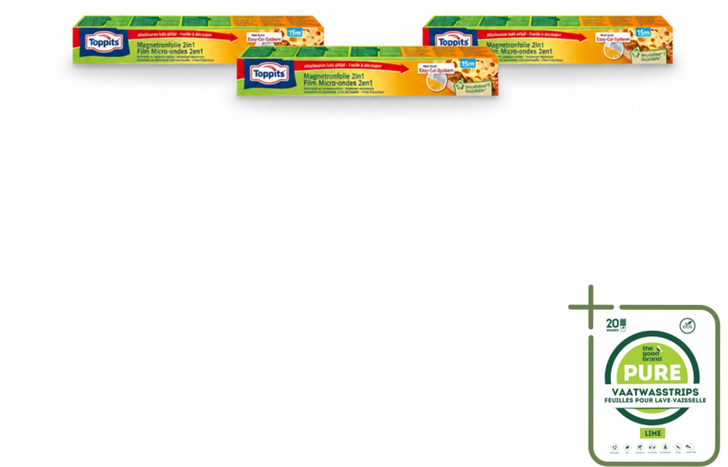 3 x Toppits – Magnetronfolie 2-in-1 – 15 m - Grootverpakking - Vaatwasstrips - Magnetronfolie - Bewaren - Opwarmen - Stoomafgifte - Versheid