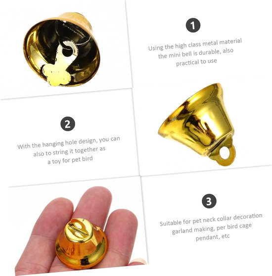 50 stuks Metalen Belletjes Lichtgewicht DIY Hangdecoratie voor Dierentuinen Windgongen Ambachten Geschikt voor Hondenhalsbanden Goud Groen Rood — afbeelding 5