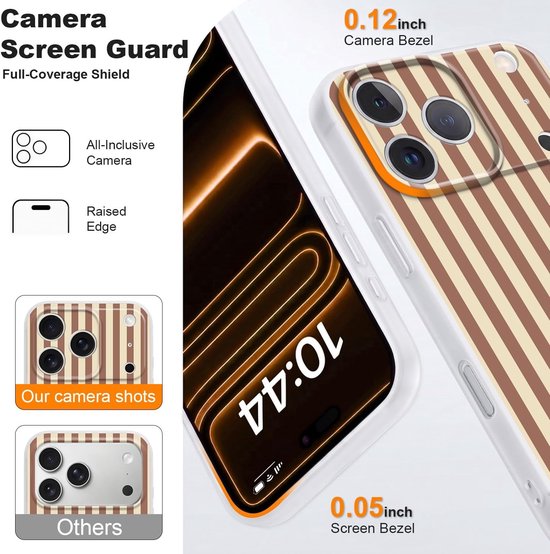 2 stuks telefoonhoes voor iPhone 18 Pro Max 6,9 inch, esthetische strepen, gestreept patroon, motief voor vrouwen en meisjes, beschermhoes, zachte kleurrijke siliconen TPU dunne case, bruin en zwart — afbeelding 5