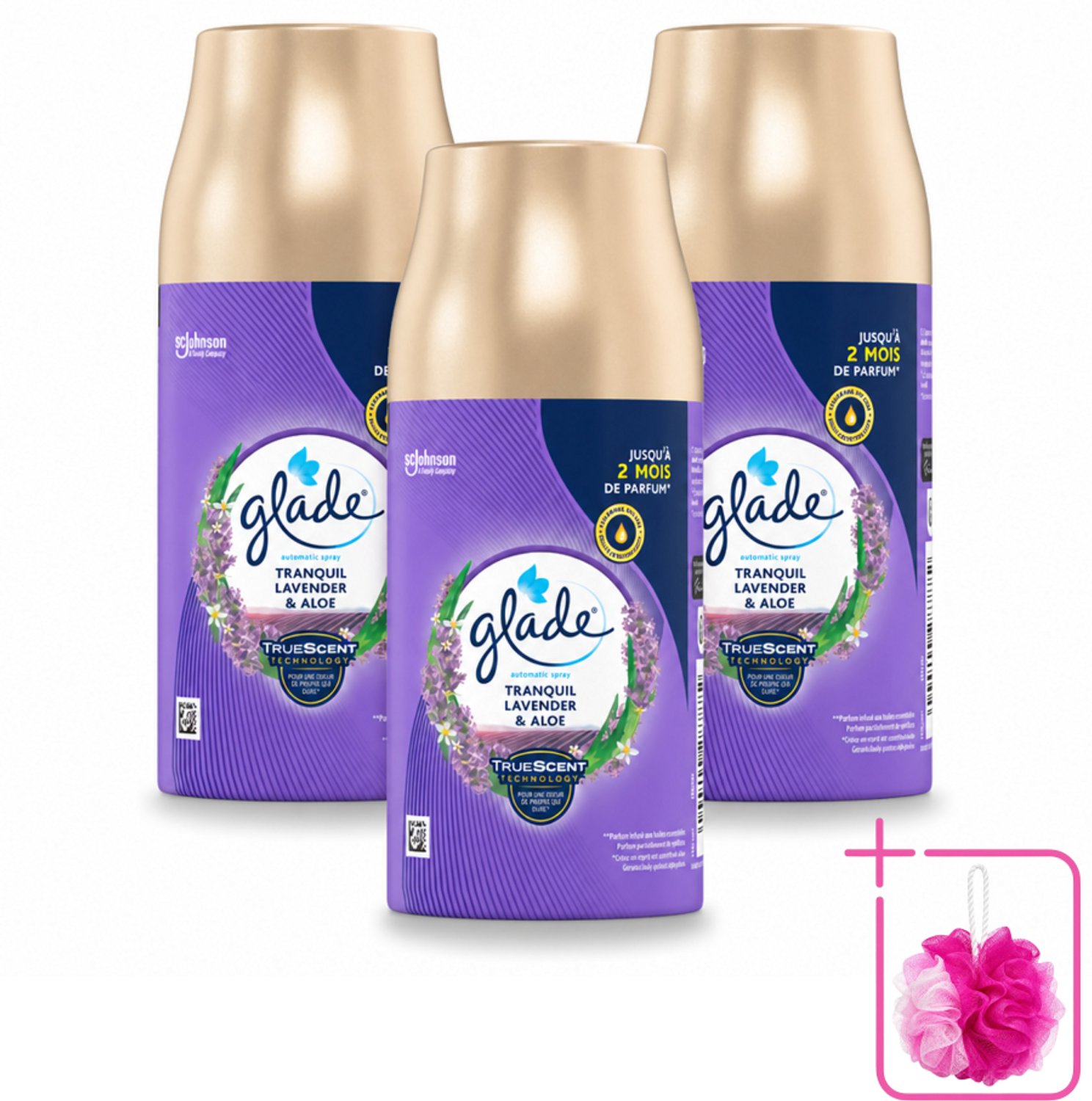3 x Glade - Automatische Spray - Tranquil Lavender & Aloë - 269 g - Bulkverpakking - Lavendel - Douchemop - Aloe Vera
