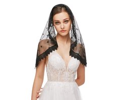 Catholic Church Veils for Women, Traditional Lace Mantilla Chapel Veil Latin Mass Head Coverings, Black - ShopVlot