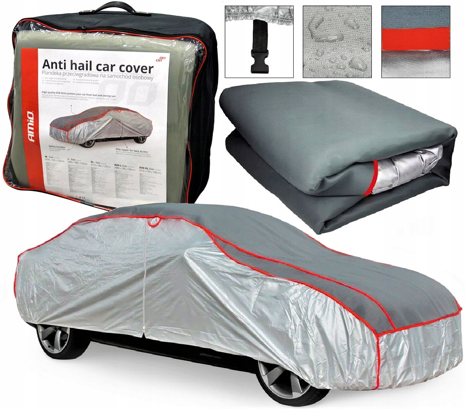 Autohoes Maat M 430x165x120cm - Bescherming tegen Hagel & Weer