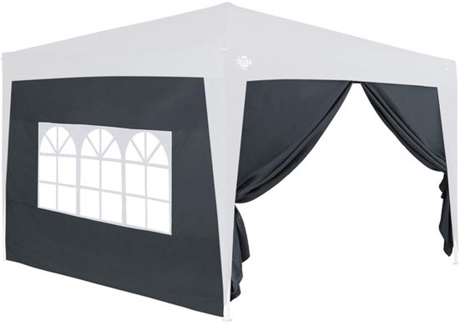 Zijwanden voor partytent 3x2 m - Waterafstotend tuinpaviljoen met rits en driedelig raam - Antraciet