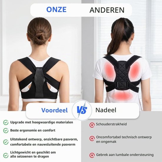 Verstelbare Rugsteun en Houdingscorrector voor Mannen en Vrouwen, Ademend Ontwerp met Elastische Band, Ondersteuning voor Rug en Schouders (L/XL) — afbeelding 2