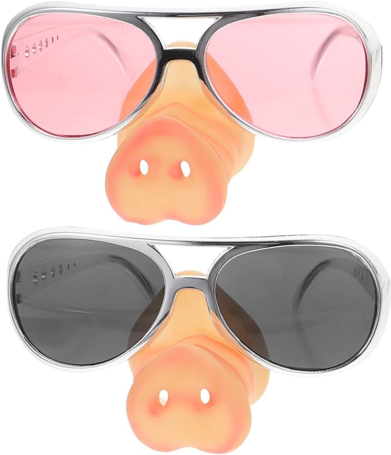Varkensneus Bril Kostuum Accessoires voor Feestjes en Halloween - 2 Stuks (Roze + Zilver)