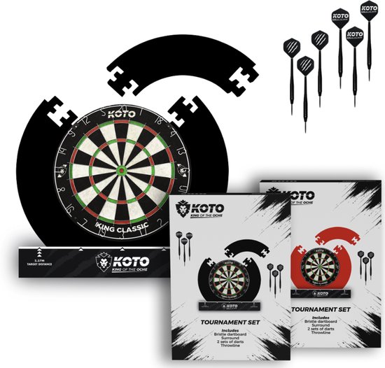 KOTO Tournament Set Rood, DartSet, Officiële Standaard, Sisal Dartbord & Dartpijlen & Surround van KOTO — afbeelding 2