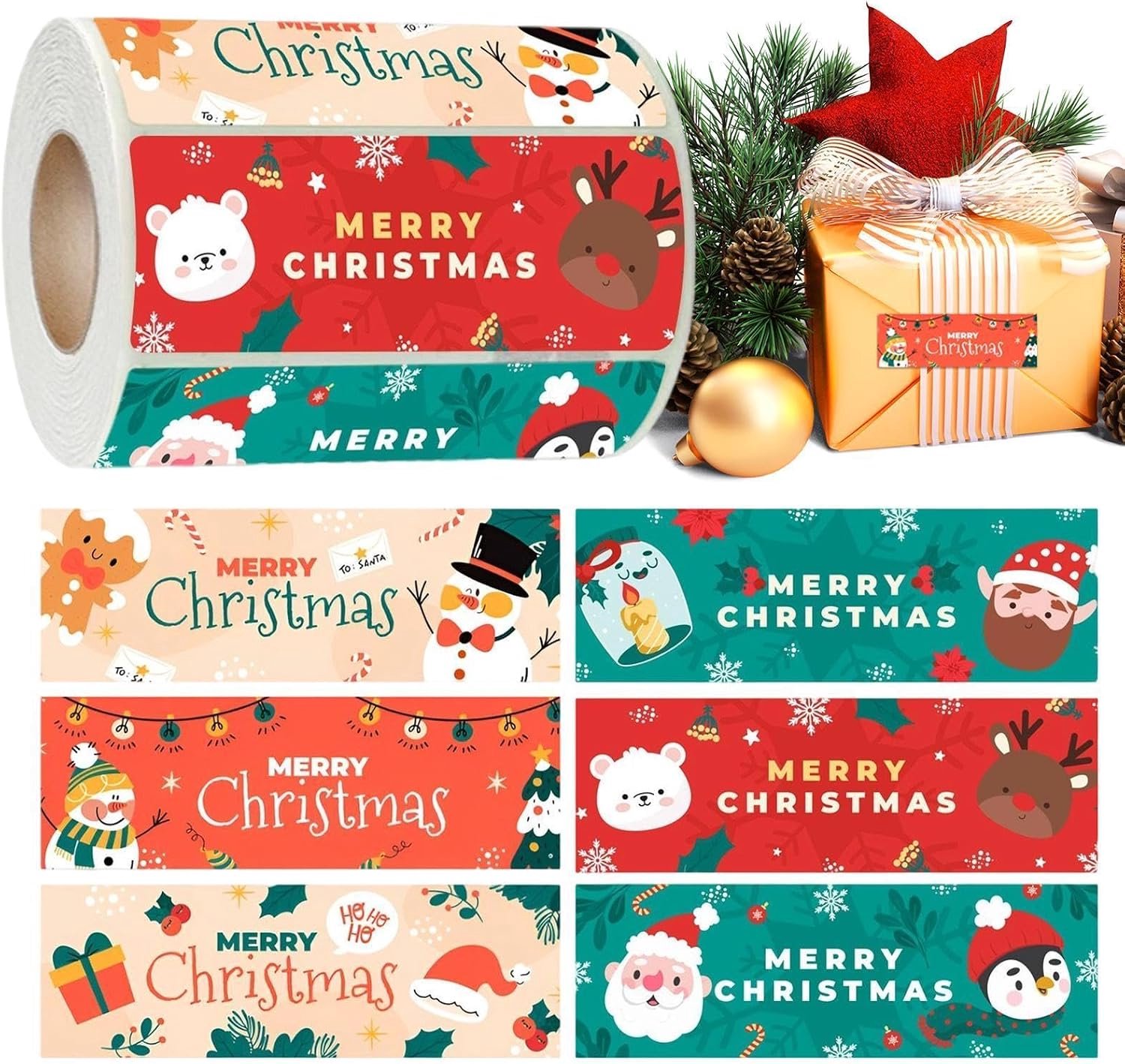 Kerststickers Voor Kinderen 300 Stuks Kerst Rol Decals en Stickers Voor