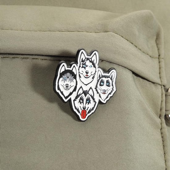 2 stuks Husky emaille pinnen set, schattige Siberische Husky hond broche spelden, cartoon dier legering reversspeldjes voor rugzak jas hoed, huisdier liefhebber cadeau — afbeelding 3