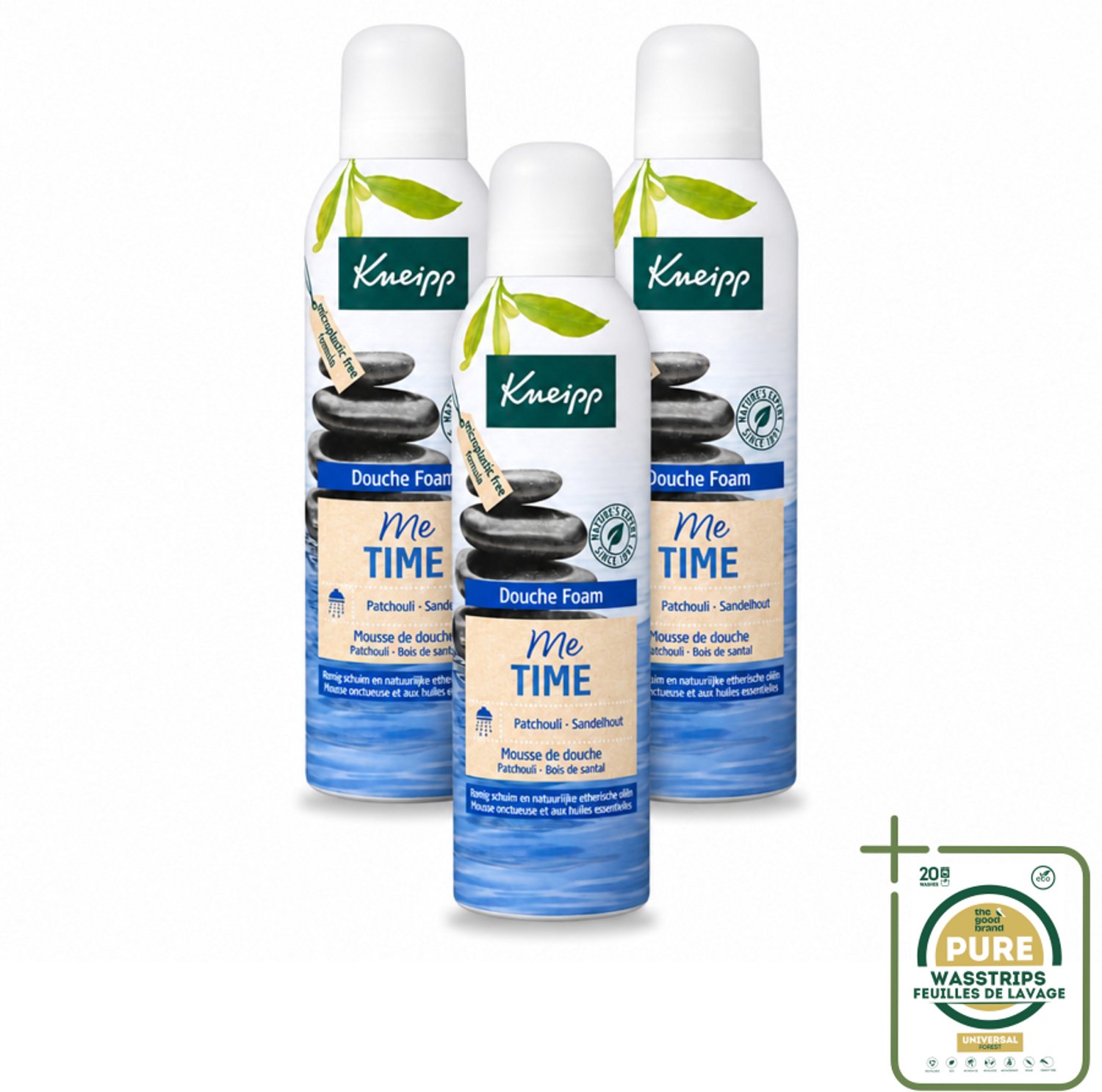 3 x Kneipp - Douche schuim - Me‑Time - Patchouli & Sandelhout - 200 ml - Wasstrips - Douche Schuim - Me-time - Patchouli En Sandelhout - Huidverzorging - Ontspanning