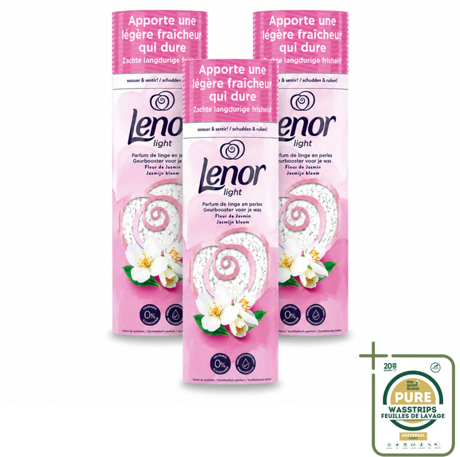 3 x Lenor Light - Geurbooster - Jasmijn - Non-Stop Frisheid - 19 Wasbeurten - Wasstrips - Geurbooster - Wasgeur - Wasgeurbooster - Wasgeurparfum - Wasgeur Voor Was