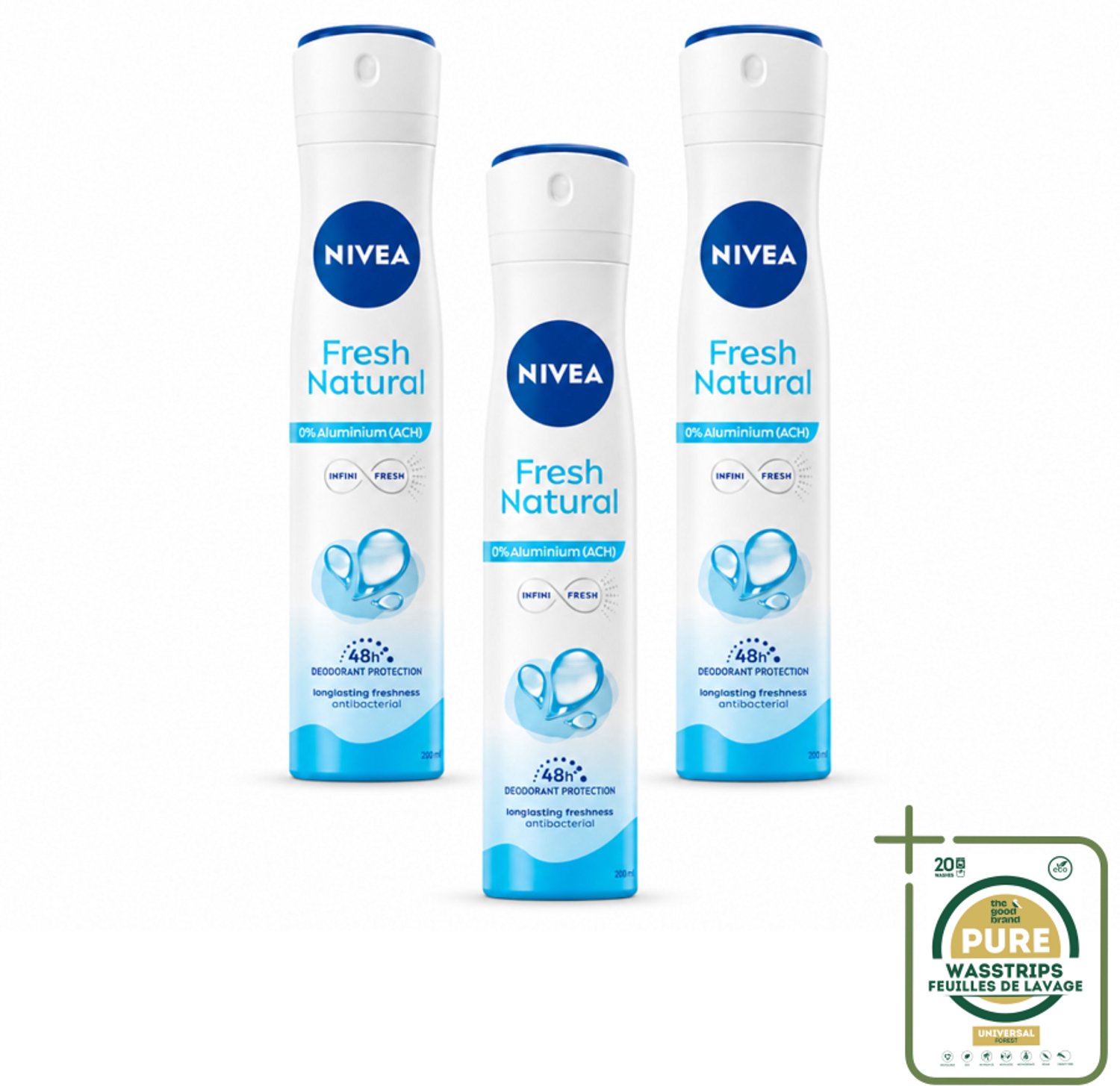 3 x Nivea - Deodorant Spray - Fresh Natural - 0% Aluminium - 200 ml - Nivea Deodorant Spray - Fris Geur - 0% Aluminium - Anti-Transpirant - Anti-Geur
