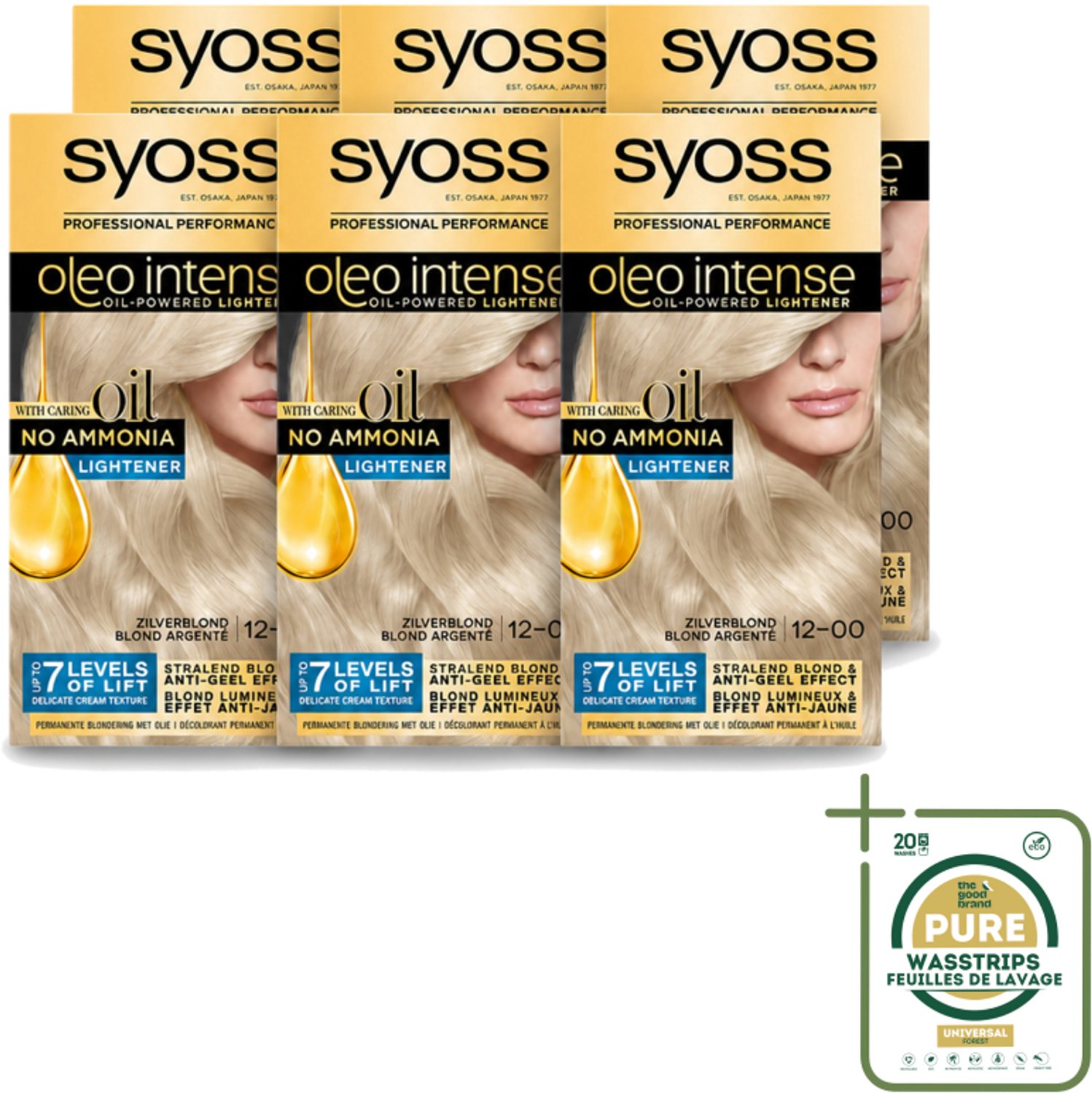 6 x SYOSS - Oleo Intense 12-00 - Haarverf - Permanente Haarkleuring - Zilverblond - Langdurige Kleur - Wasstrips - Zilverblond Haarverf - Permanente Haarkleuring - Ammoniakvrije Haarkleuring - Zilverblond Haar - Haarkleur