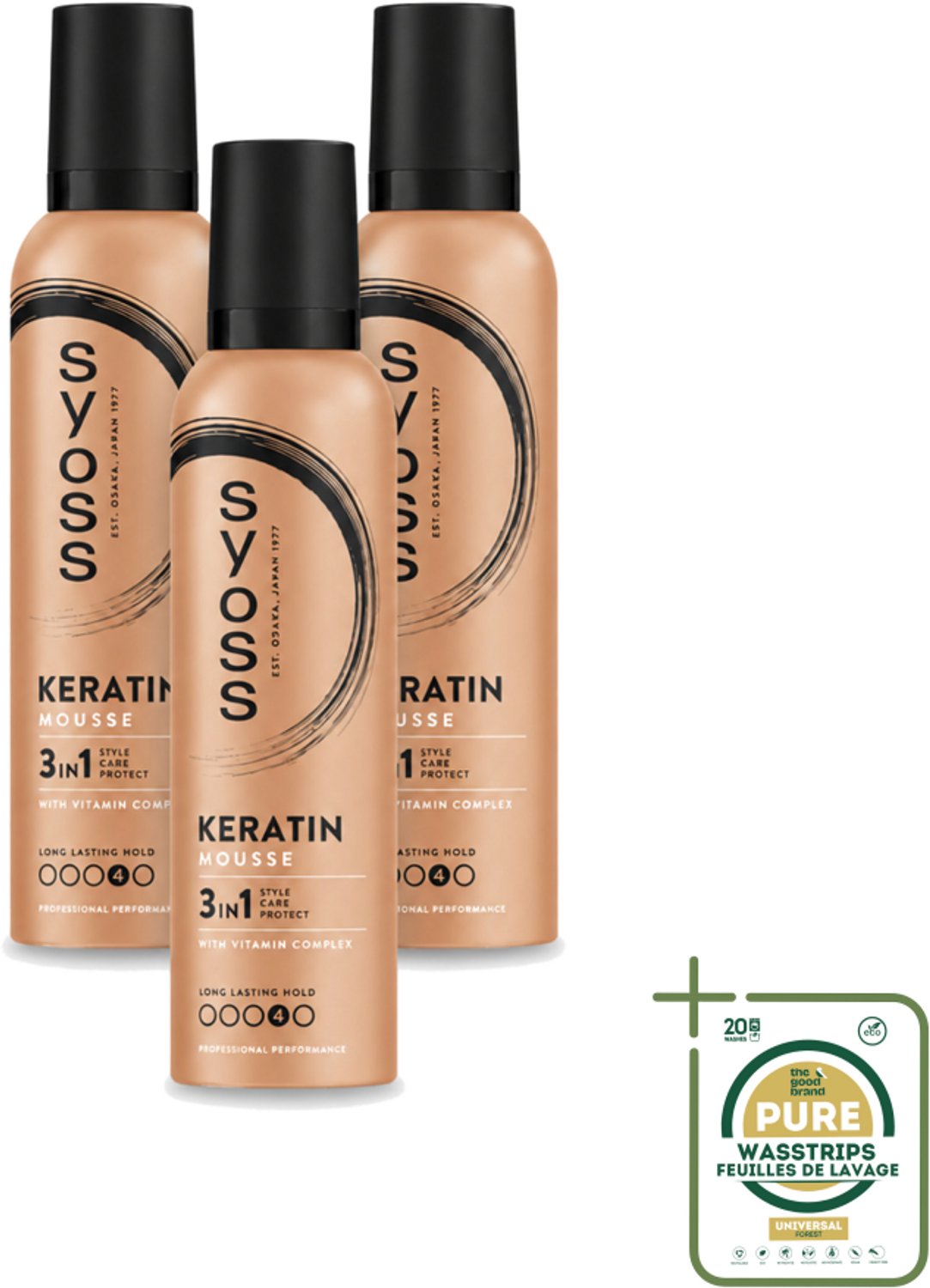 3 x Syoss - Keratin - Haarmousse - Versterkt Haarvezels - 250 ml - Haarmousse - Haarversterking - Styling - Haarverzorging - Haarstructuur