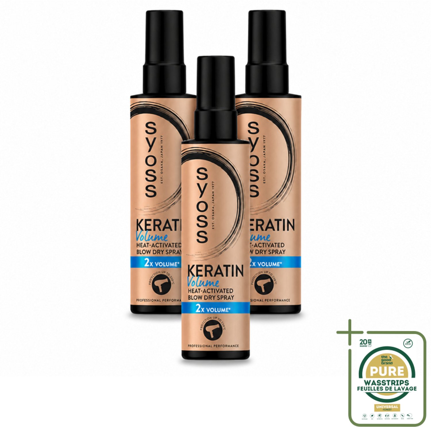 3 x Syoss - Keratin & Volume - Heatprotection Spray - Dubbele Bescherming - 200 ml - Haarspray - Hittebescherming - Volumeboost - Haarversterking - Haarverzorging
