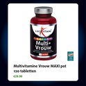 Pot Lucovitaal Multi+ Vrouw met 120 tabletten en tekst 'Vrouwen, Vitaminen, Mineralen & Kruiden'.