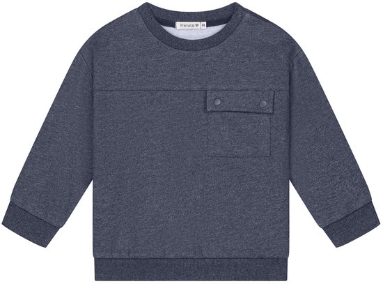 Donkergrijze gemêleerde sweater voor peuters met borstzakje en Prénatal-label, maat 86.