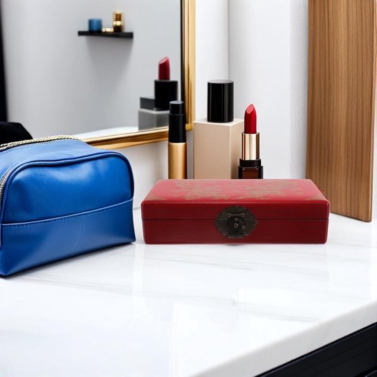 Vintage Sieradendoos Formaat Decoratieve Bewaarbox voor Ringen Oorbellen Kettingen Antiek Stijl Organizer voor Vrouwen Handgemaakt Bewaardoosje met Klassiek Design — afbeelding 3