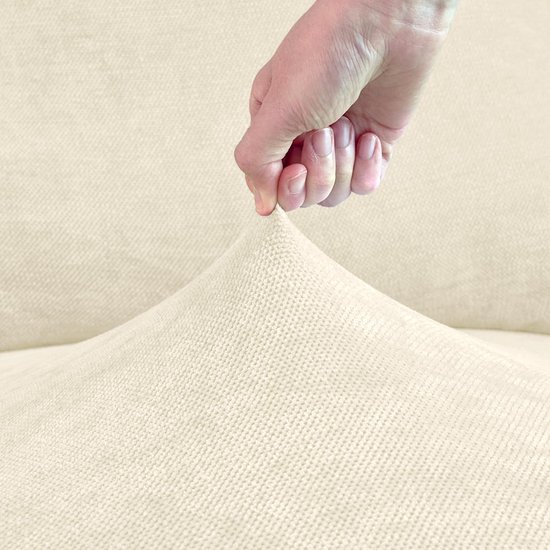 2 stuks chenille stretch armleuninghoezen voor stoelen en banken bank, effen kleur, antislip armhoezen, fauteuilhoezen voor fauteuil met draaipennen, crème — afbeelding 2