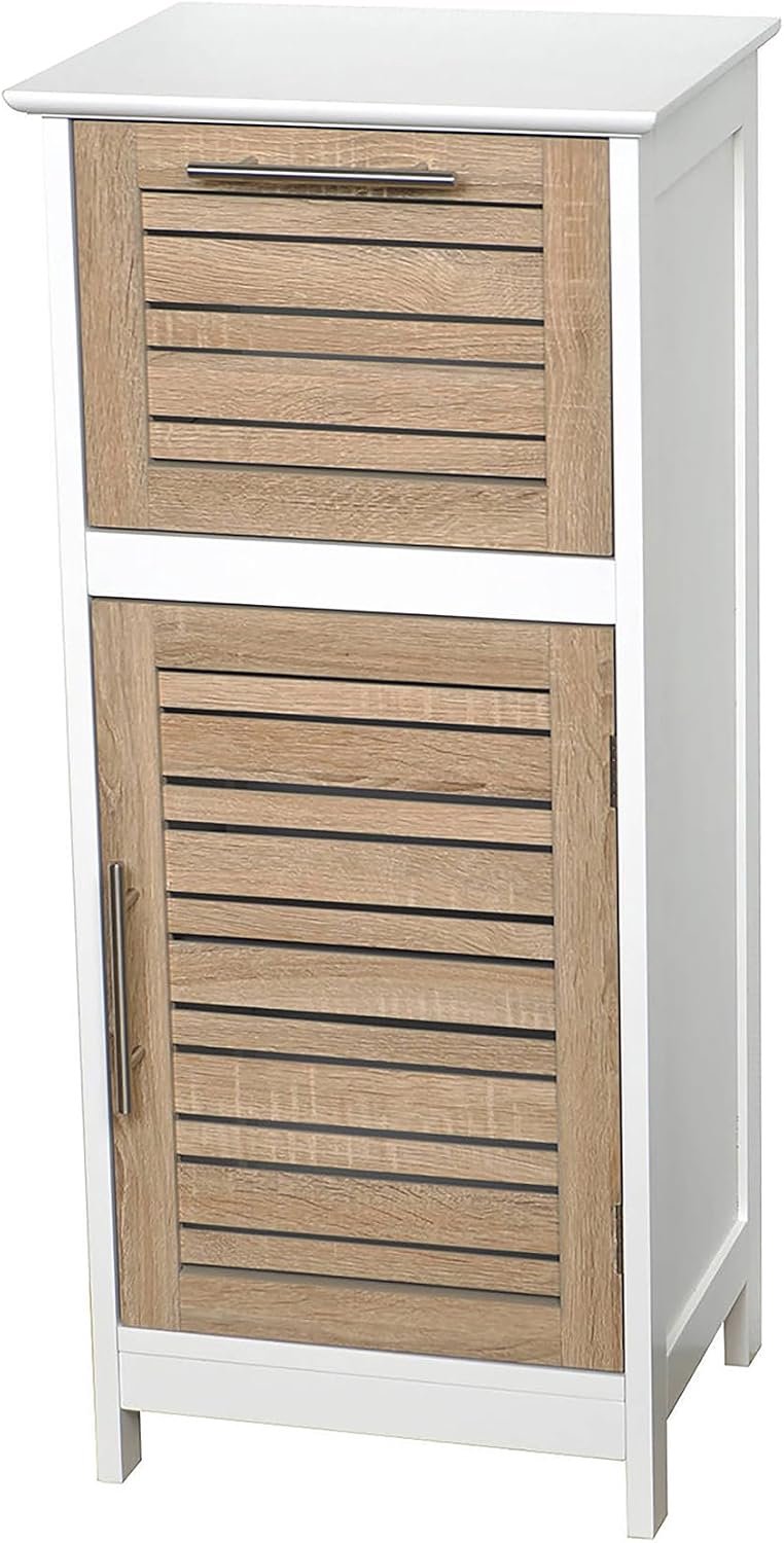 Plankcommode voor de badkamer - 1 deur en 1 lade - effect: verouderd eiken