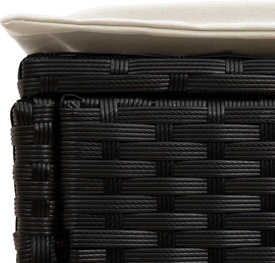 Poly rotan kruk set van 2 38x38x45 cm zwart crème — afbeelding 4