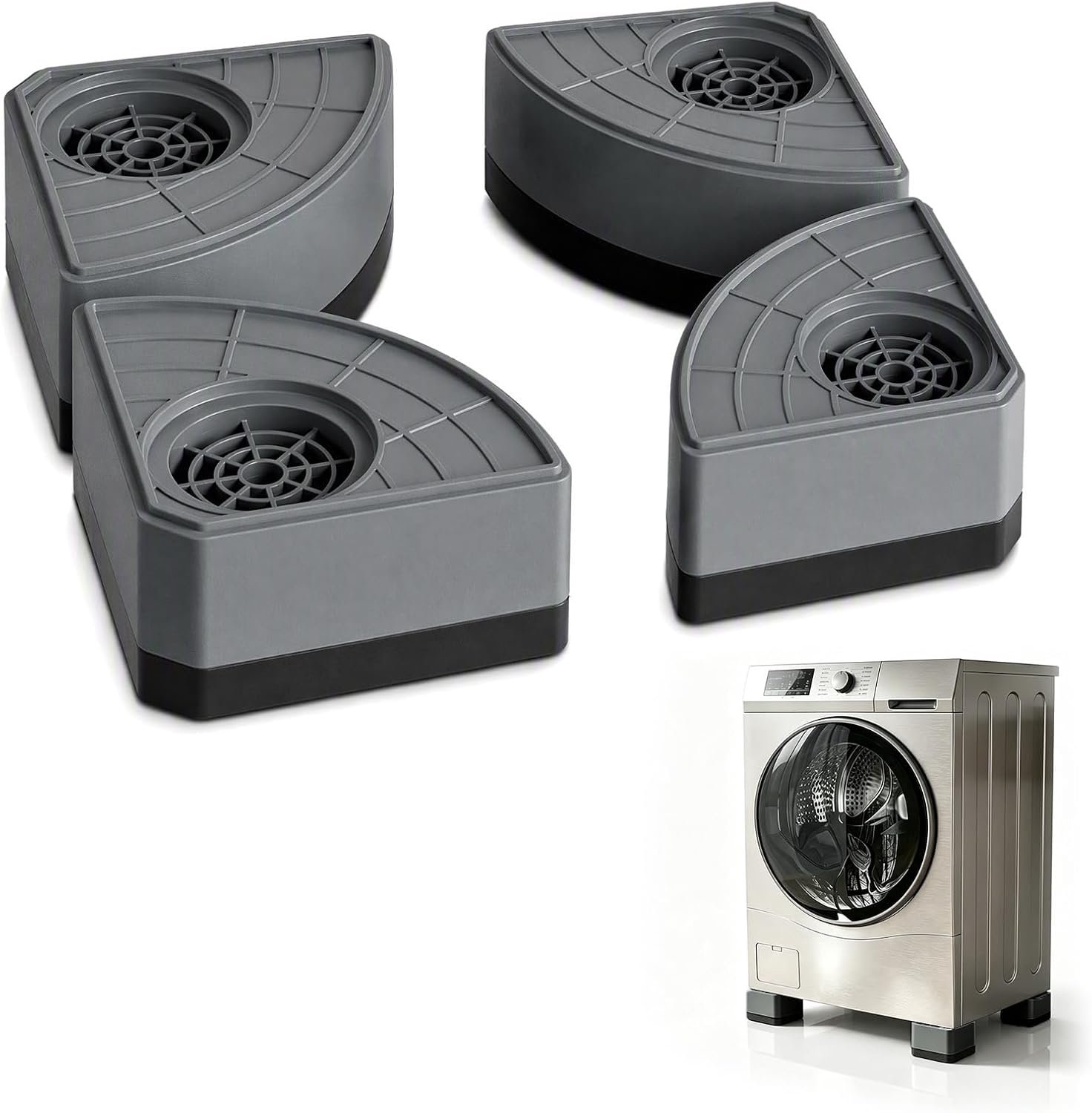 Trillingsdemper wasmachine, trillingsdemper wasmachine, wasmachine voeten, wasmachine-dempers, set van 4, grijs, voor wasmachine en meubels