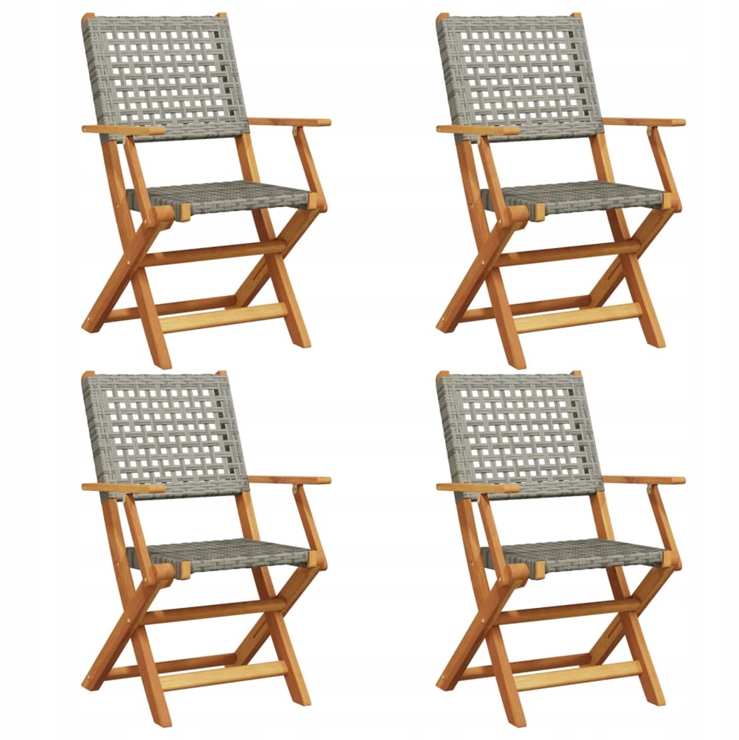 4x Houten Klapstoelen Tuin Acaciaboom & PE Rotan - Comfortabel & Duurzaam