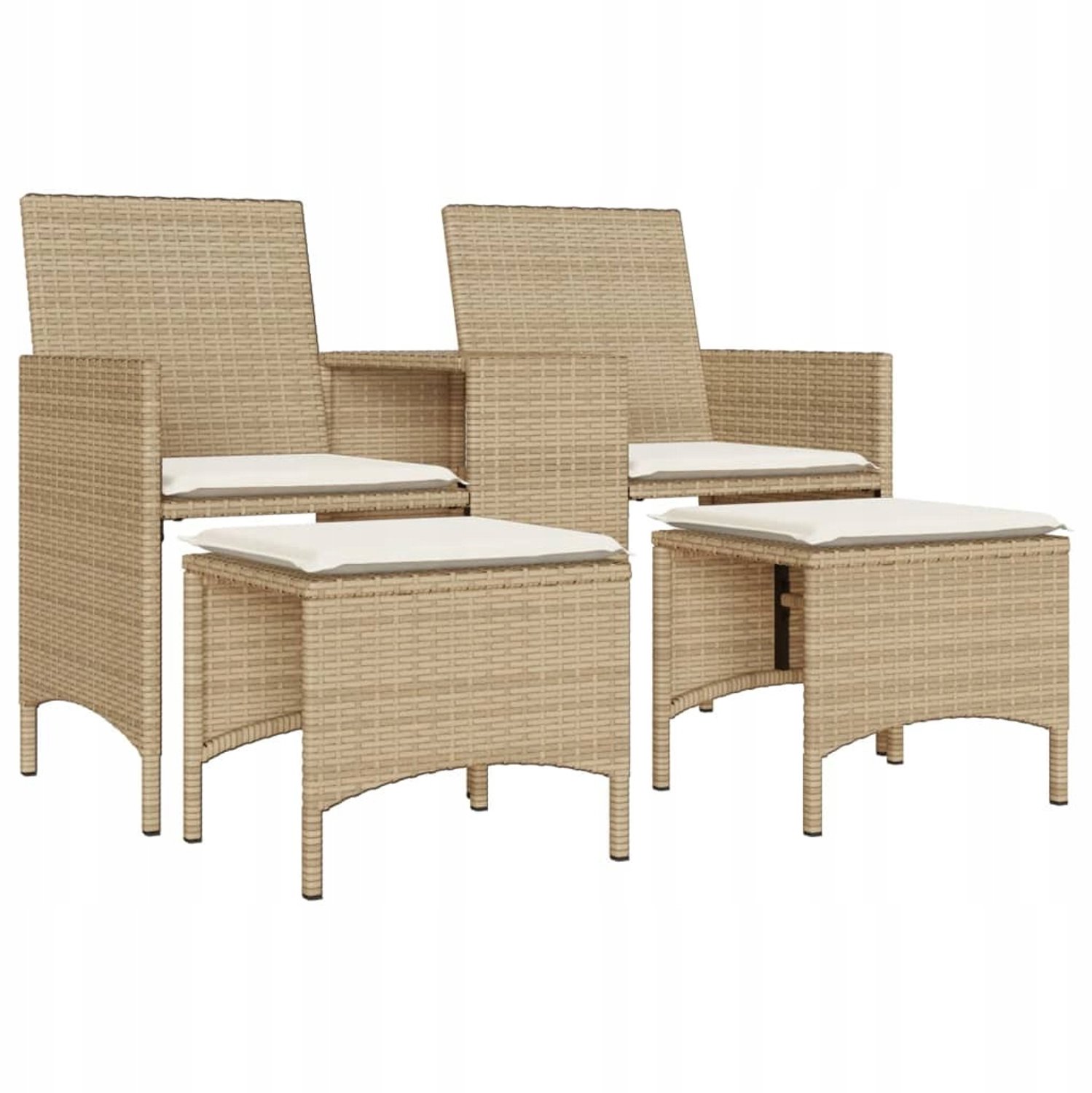 Luxe loungeset tuin: 2-zits bank, bijzettafel & krukken