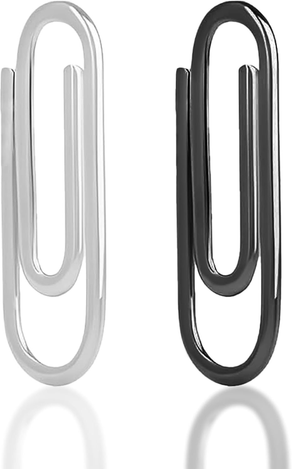 2pcs Stainless Steel Paper Clip Style Wallet Money Clips 6.5cm x 2.5cm Minimalist Design Money Clip Money Clip for Men - ShopVlot