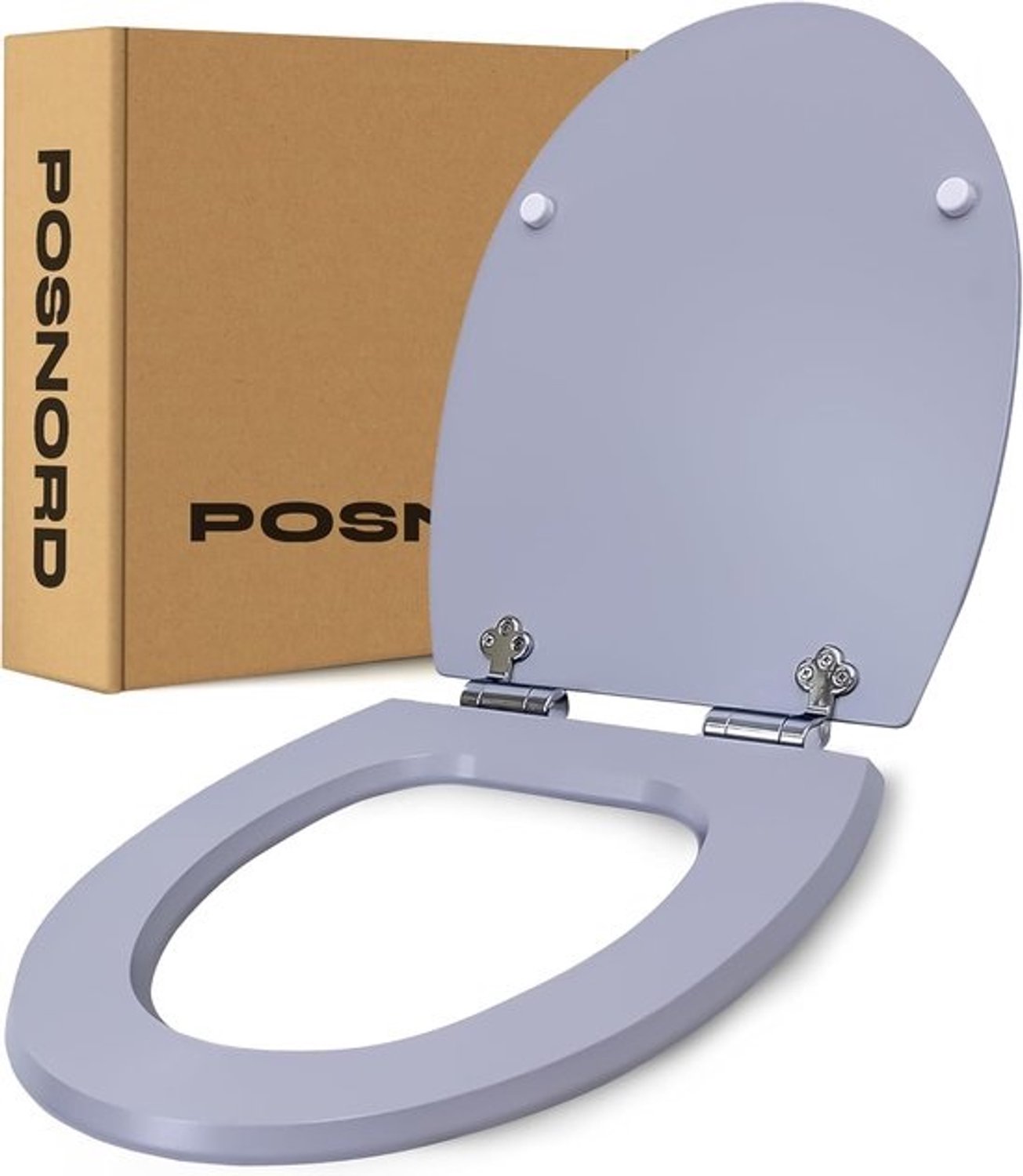 Lichtgrijze wc-bril met softclose, MDF-toiletzitting met universele montage