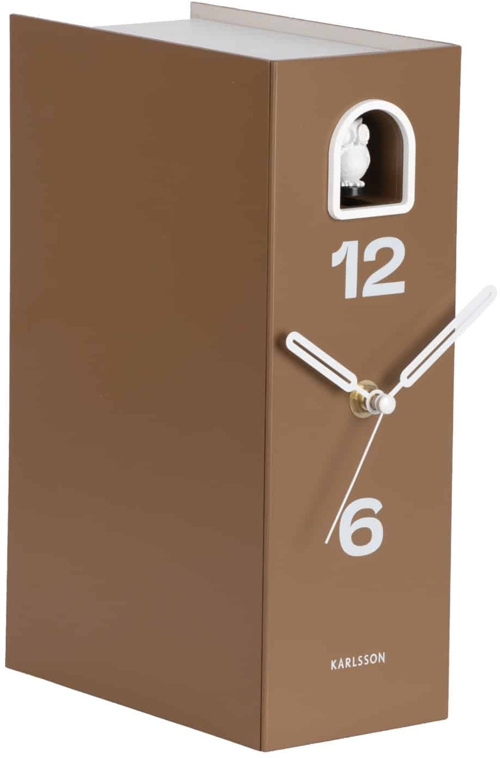 Karlsson Tafelklok Book Owl - Mokkabruin - 17.4x9.5x25cm - Scandinavisch